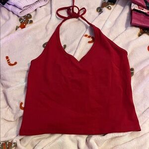 Red Halter Neck Women's Top